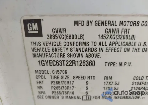 2002 Cadillac Escalade Standard from USA, damaged, VIN 1GYEC63T22R126360